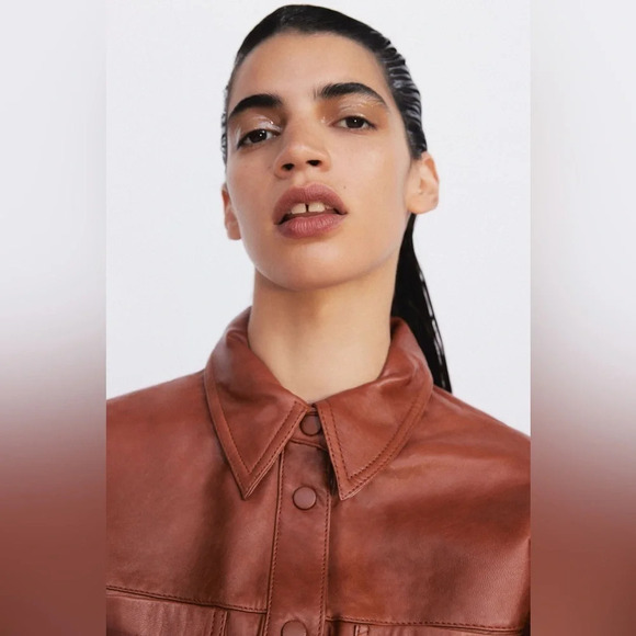 NWT Zara Limited Edition Leather Shirt Dress Small - Picture 6 of 13